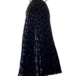 Hatch Stella Black Velvet Slip Midi Skirt Size M Floral Maternity